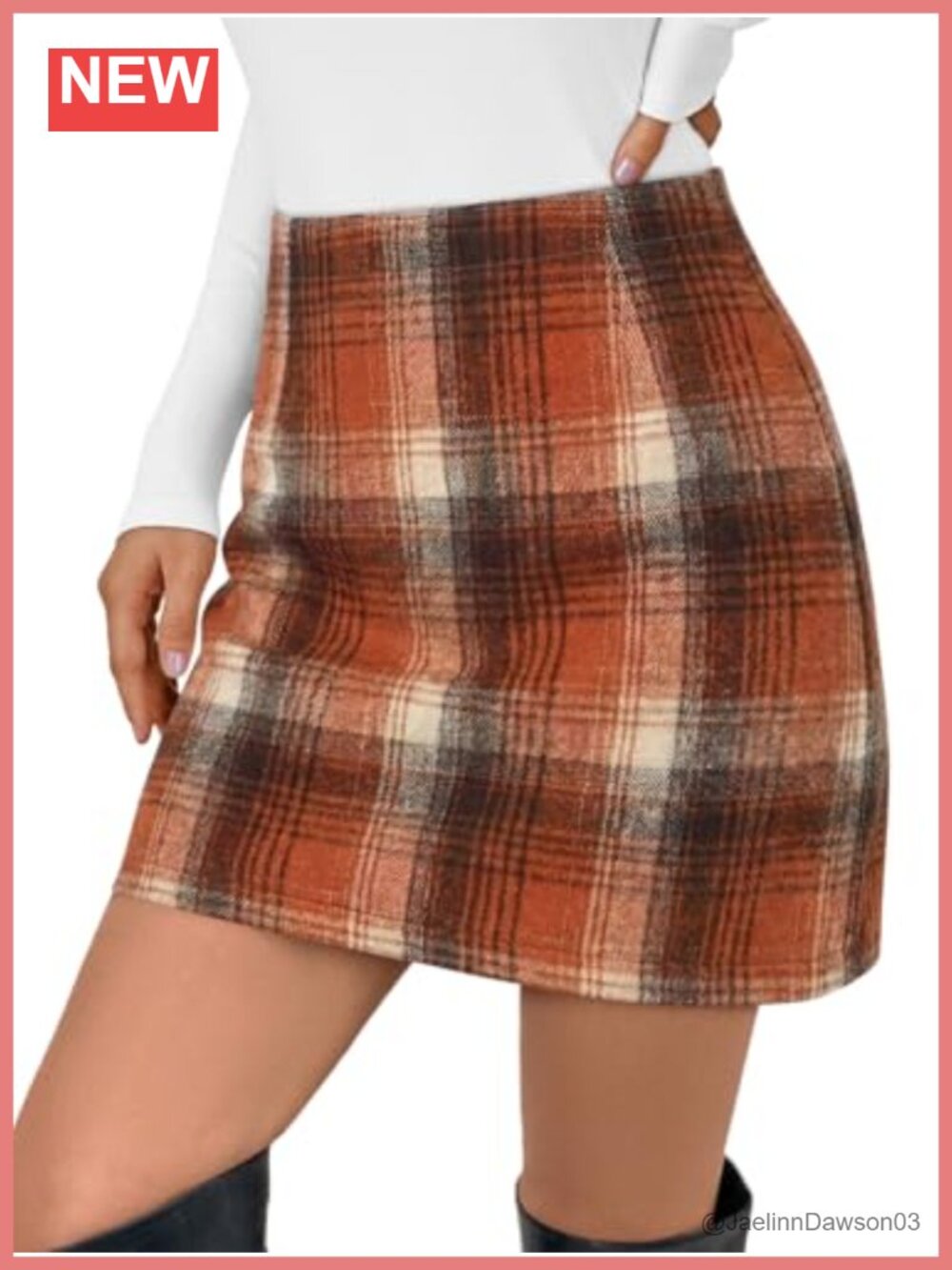 Plaid Mini Skirt High Waisted Bodycon Flannel Above Knee Fall Winter